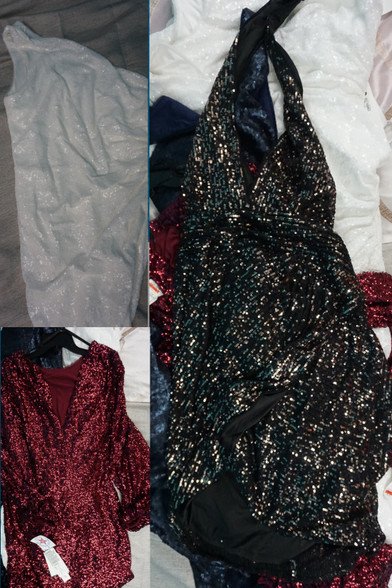 9pc Womens AQUA Sequin Gowns & Cocktail Dresses STORE RETURNS #30479d (B-6-4)